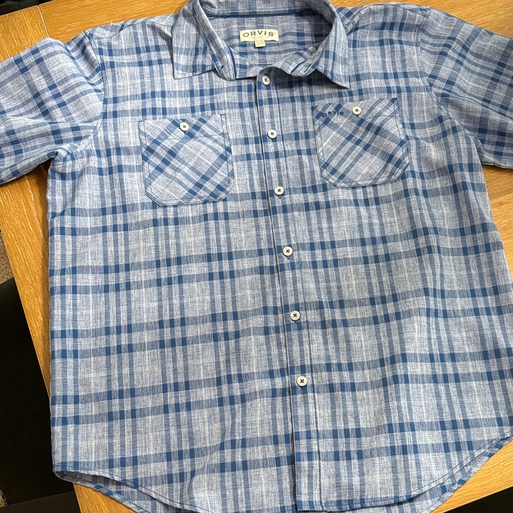 Orvis Blue Plaid Mens Shirt